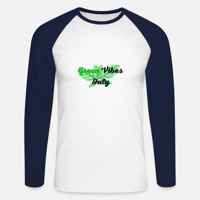 Green Vibes - Unisex Baseballshirt langarm - Weiß/Navy