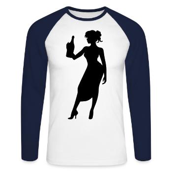 Drunk Silhouette Celebrating Party Girl - Unisex Long Sleeve Baseball T-Shirt - white/navy - Front - Nik (191cm)