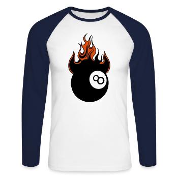 billiard flame flame fire ball 1 - Unisex Long Sleeve Baseball T-Shirt - white/navy - Front - Nik (191cm)