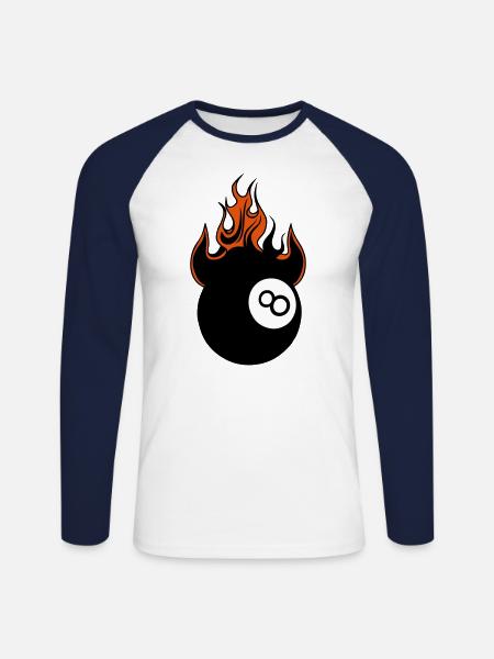 Feuerball mit Billardflamme - Unisex Baseballshirt langarm - Weiß/Navy