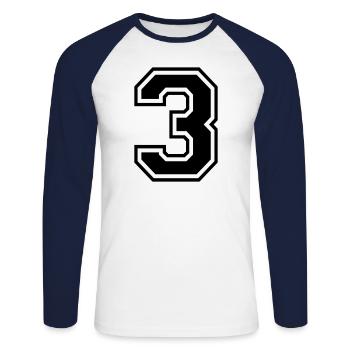 3 trois numero numero dos numero cadeau - T-shirt baseball manches longues Homme - blanc/marine - Devant - Nik (191cm)