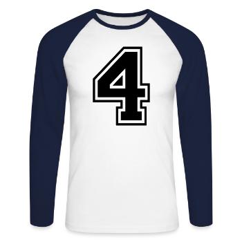 4 four number digit number back number gift - Unisex Long Sleeve Baseball T-Shirt - white/navy - Front - Nik (191cm)