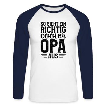 So Sieht Ein Richtig Cooler Opa Aus - Opa - Unisex Baseballshirt langarm - Weiß/Navy - Vorne - Nik (191cm)