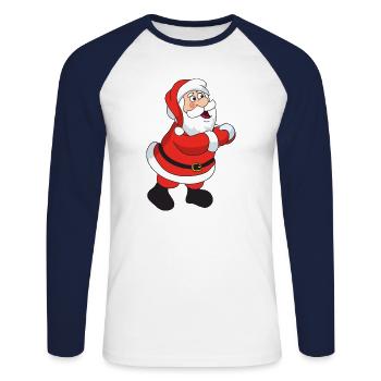 Noël Noël Père Noël Père Noël - T-shirt baseball manches longues Homme - blanc/marine - Devant - Nik (191cm)