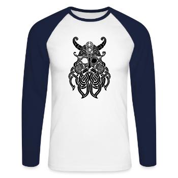 Rune Kelten Symbol Geschenk Mythologie Vikings Odi - Unisex Baseballshirt langarm - Weiß/Navy - Vorne - Nik (191cm)