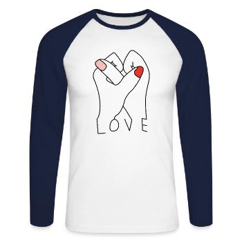 Amour - T-shirt baseball manches longues Homme - blanc/marine - Devant - Nik (191cm)