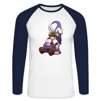 Easter Gnome Who Ate Too Much Chocolate - Unisex Long Sleeve Baseball T-Shirt - white/navy - Front - Nik (191cm)