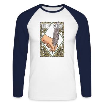 Poète Poésie Poète Poésie I Don - T-shirt baseball manches longues Homme - blanc/marine - Devant - Nik (191cm)