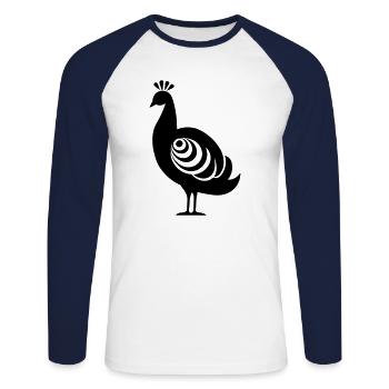 Petit paon - T-shirt baseball manches longues Homme - blanc/marine - Devant - Nik (191cm)