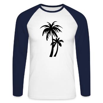 palmier - T-shirt baseball manches longues Homme - blanc/marine - Devant - Nik (191cm)