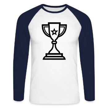 trophée - T-shirt baseball manches longues Homme - blanc/marine - Devant - Nik (191cm)