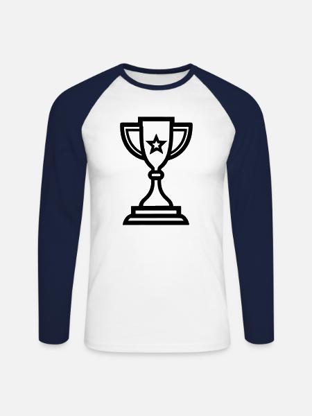 trophy - Unisex Long Sleeve Baseball T-Shirt - white/navy