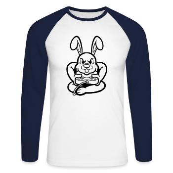 Gamer Gaming Bunny Owner Rabbit Owner Rabbit Rabbit - Unisex Long Sleeve Baseball T-Shirt - white/navy - Front - Nik (191cm)