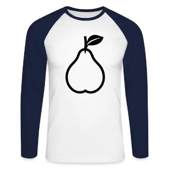 poire - T-shirt baseball manches longues Homme - blanc/marine - Devant - Nik (191cm)