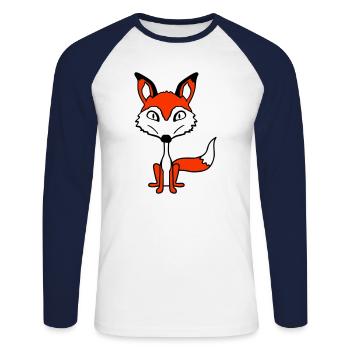 Fox Evil Eye Crazy Wild Animal - Unisex Long Sleeve Baseball T-Shirt - white/navy - Front - Nik (191cm)
