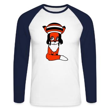 Fox Raggae Jamaica Hat Rasta Curls Chill Hat - Unisex Long Sleeve Baseball T-Shirt - white/navy - Front - Nik (191cm)