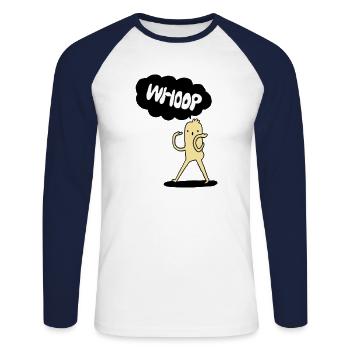 whoop woop - Bande dessinée - Dessin animé - Drôle - T-shirt baseball manches longues Homme - blanc/marine - Devant - Nik (191cm)