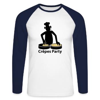 crepes party - Unisex Long Sleeve Baseball T-Shirt - white/navy - Front - Nik (191cm)