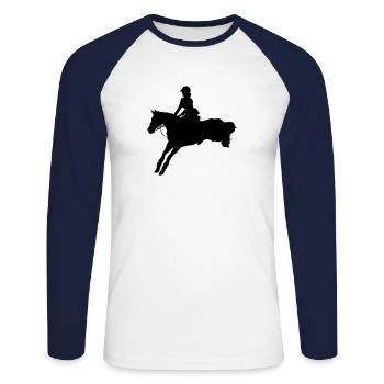 Pferd Reiterin Dressurpferd Dressurreiterin - Unisex Baseballshirt langarm - Weiß/Navy - Vorne - Nik (191cm)