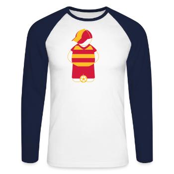 Supporter Lens floqué - T-shirt baseball manches longues Homme - blanc/marine - Devant - Nik (191cm)