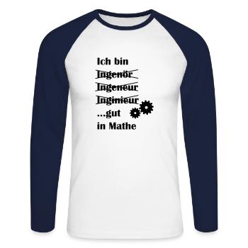 Ingenieur - Unisex Baseballshirt langarm - Weiß/Navy - Vorne - Nik (191cm)