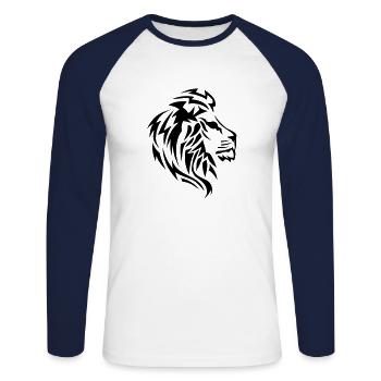 tribal lion tattoo drawing 140 - Unisex Long Sleeve Baseball T-Shirt - white/navy - Front - Nik (191cm)