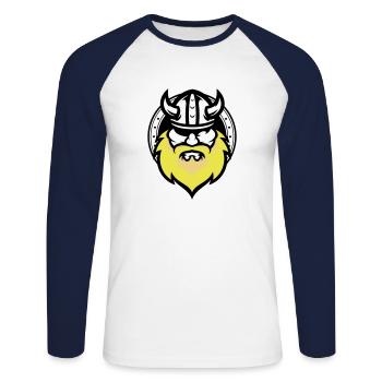 Odin - Unisex Long Sleeve Baseball T-Shirt - white/navy - Front - Nik (191cm)