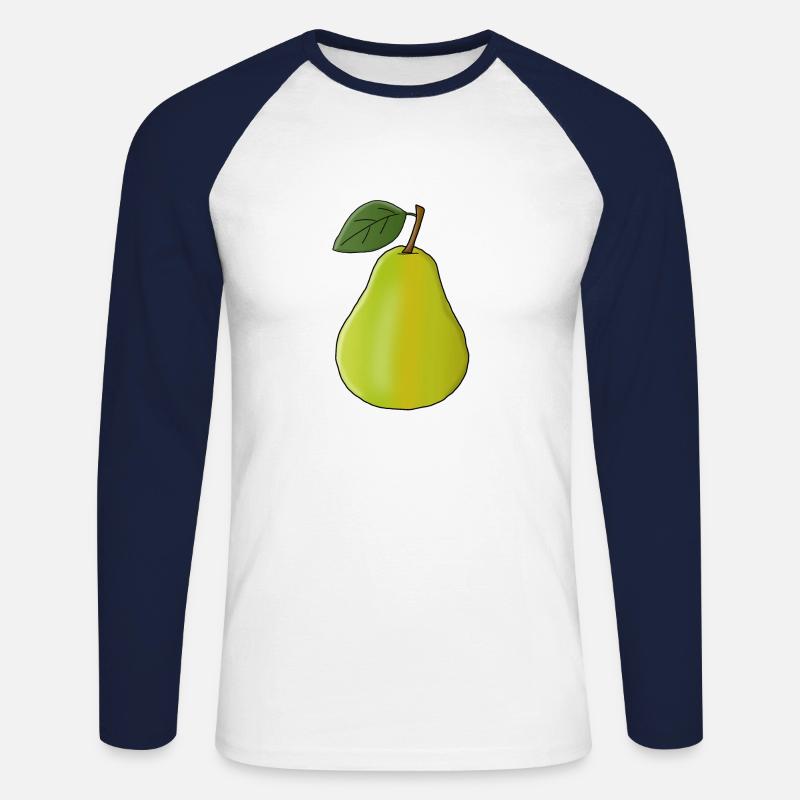 Pear with leaf - Unisex Long Sleeve Baseball T-Shirt - white/navy