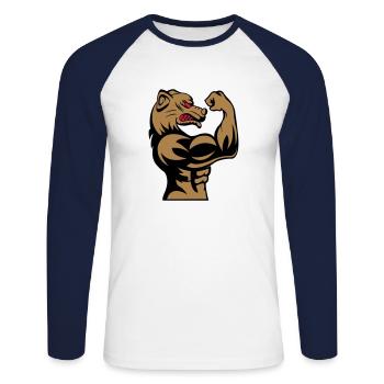 strong dog 002 - Unisex Baseballshirt langarm - Weiß/Navy - Vorne - Nik (191cm)