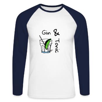 Gin und Tonic. Gin & Tonic - Unisex Baseballshirt langarm - Weiß/Navy - Vorne - Nik (191cm)