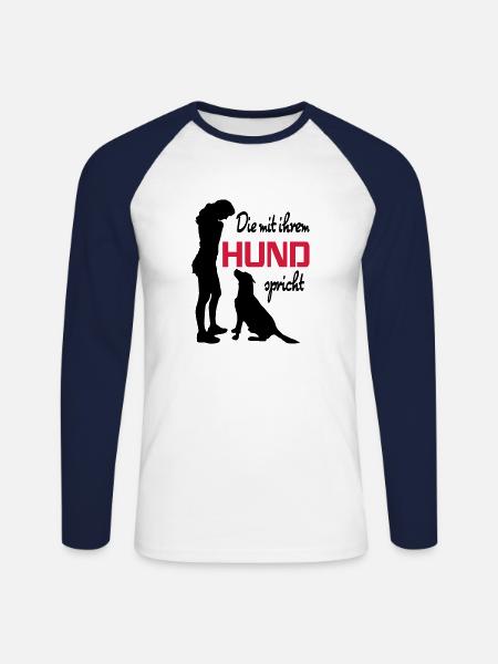 Mit Hund sprechen - Unisex Baseballshirt langarm - Weiß/Navy