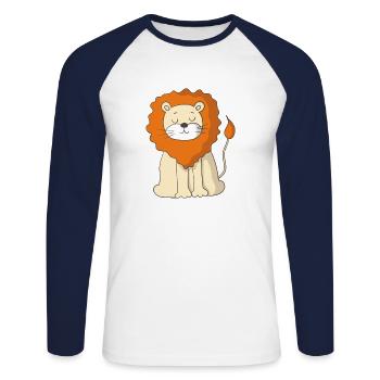 Lion - T-shirt baseball manches longues Homme - blanc/marine - Devant - Nik (191cm)