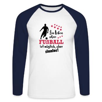 Leben ohne Fussball - Unisex Baseballshirt langarm - Weiß/Navy - Vorne - Nik (191cm)
