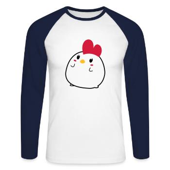 poulette - T-shirt baseball manches longues Homme - blanc/marine - Devant - Nik (191cm)