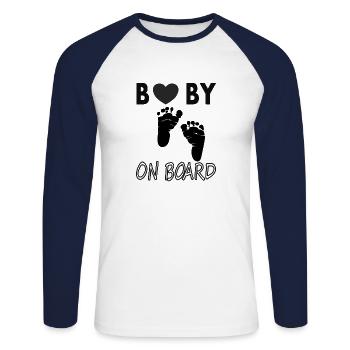 Bébé à l’board Bébé Ventre de bébé Proverbes de bébé - T-shirt baseball manches longues Homme - blanc/marine - Devant - Nik (191cm)