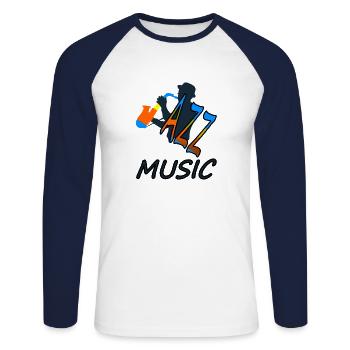 ich liebe Jazz Musik hören Musiker Geschenk - Unisex Baseballshirt langarm - Weiß/Navy - Vorne - Nik (191cm)