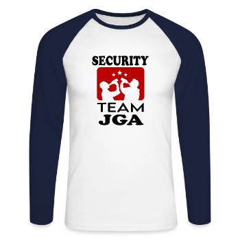 Junggesellenabschied JGA Team Security Saufen - Unisex Baseballshirt langarm - Weiß/Navy - Vorne - Nik (191cm)