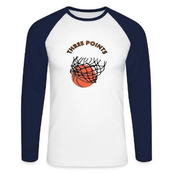 Les basketteurs jouent trois points - T-shirt baseball manches longues Homme - blanc/marine - Devant - Nik (191cm)