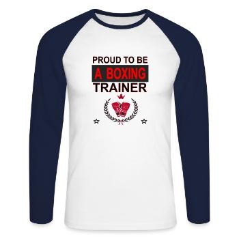Ich bin stolzer Boxtrainer Boxkampf Kampfsport - Unisex Baseballshirt langarm - Weiß/Navy - Vorne - Nik (191cm)