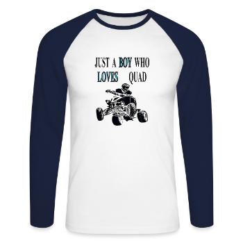 For boy who loves quad biking quad biking - Unisex Long Sleeve Baseball T-Shirt - white/navy - Front - Nik (191cm)
