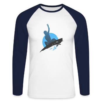 Surfing Surfer Surfboard Water Sports Gift Idea - Unisex Long Sleeve Baseball T-Shirt - white/navy - Front - Nik (191cm)