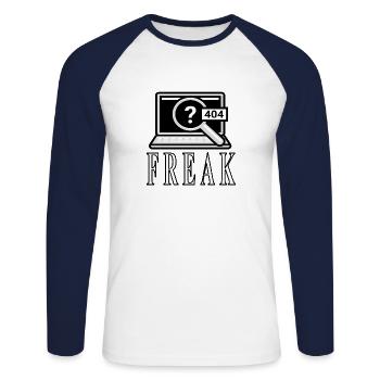 Computerfreak Computerspiel Computerpezialist PC - Unisex Baseballshirt langarm - Weiß/Navy - Vorne - Nik (191cm)
