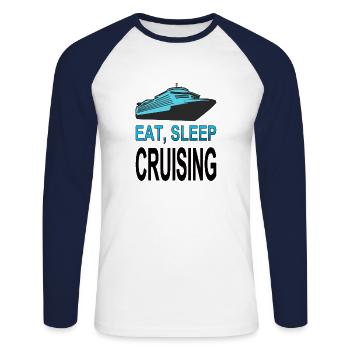 Kreuzfahrtschiff Urlauber Kreuzfahrt Geschenkidee - Unisex Baseballshirt langarm - Weiß/Navy - Vorne - Nik (191cm)