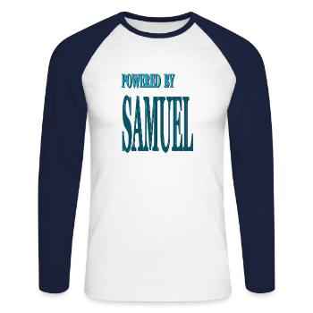 My name is Samuel I am Samuel King Gift Idea - Unisex Long Sleeve Baseball T-Shirt - white/navy - Front - Nik (191cm)