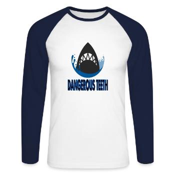 dents dangereuses de poisson requin idée cadeau de mer - T-shirt baseball manches longues Homme - blanc/marine - Devant - Nik (191cm)