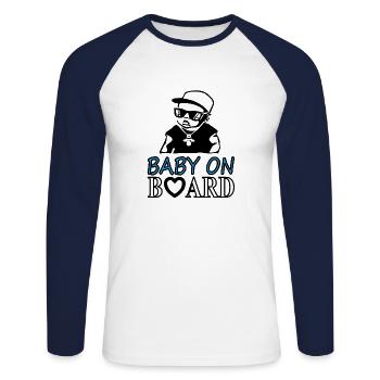 Baby on board Baby bump Babysitter Child Gift - Unisex Long Sleeve Baseball T-Shirt - white/navy - Front - Nik (191cm)