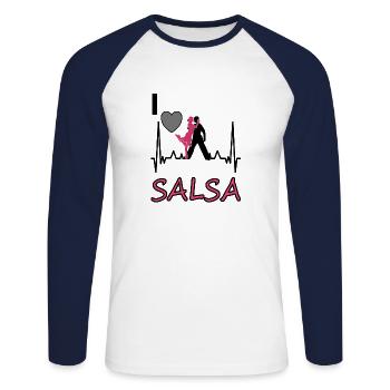 I like to dance salsa dance school dance couple gift - Unisex Long Sleeve Baseball T-Shirt - white/navy - Front - Nik (191cm)