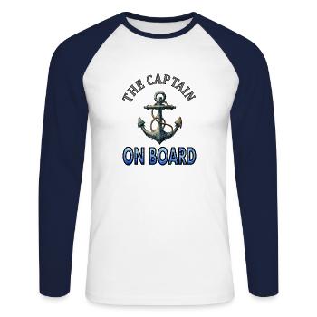 The captain on board Boat Captain Anchor Gift - Unisex Long Sleeve Baseball T-Shirt - white/navy - Front - Nik (191cm)