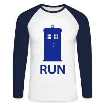 Run - T-shirt baseball manches longues Homme - blanc/marine - Devant - Nik (191cm)