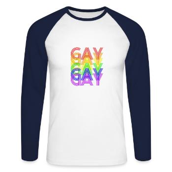 gay rainbow - Unisex Baseballshirt langarm - Weiß/Navy - Vorne - Nik (191cm)